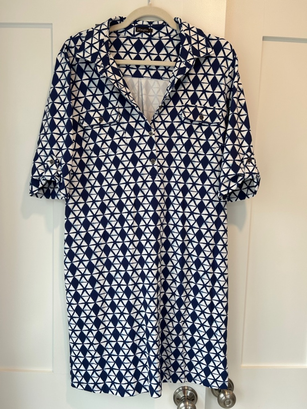 J. McLaughlin Navy & White Geometric tunic Dress